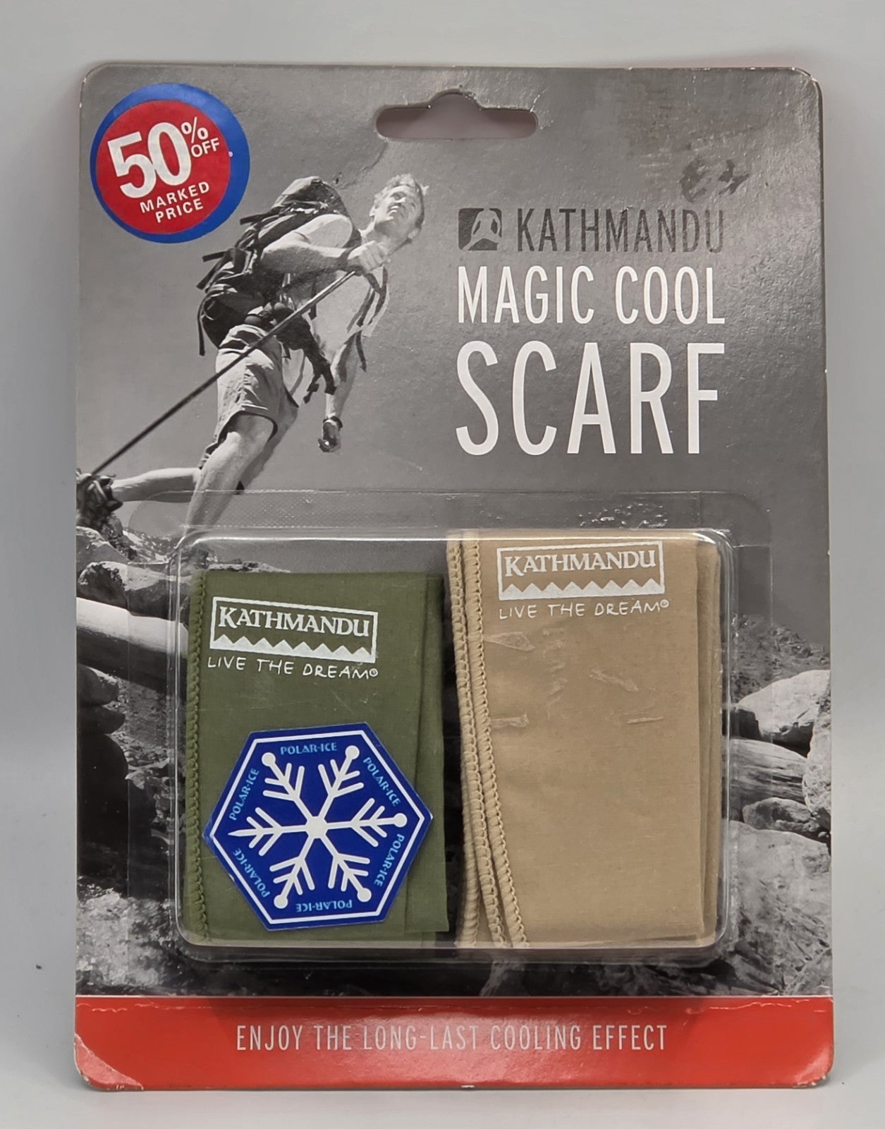 Kathmandu Magic Cool Scarf Crystal Polymer Cooling Wrap Hiking Cycling - 2pc