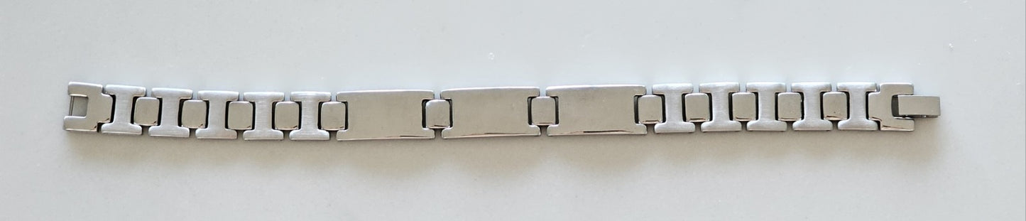 Modern Men's Brushed Stainless Steel Link Bracelet Solid Heavy Industrial