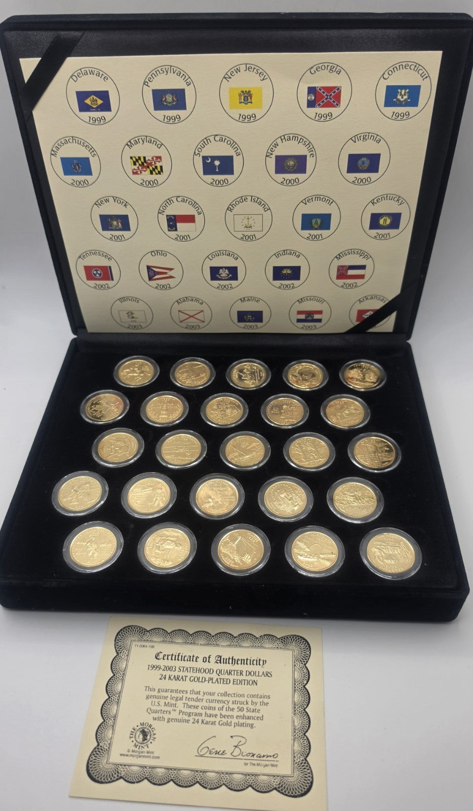 US Statehood Quarters 1999-2003 24K Gold Plated 25 Coin Set Boxed