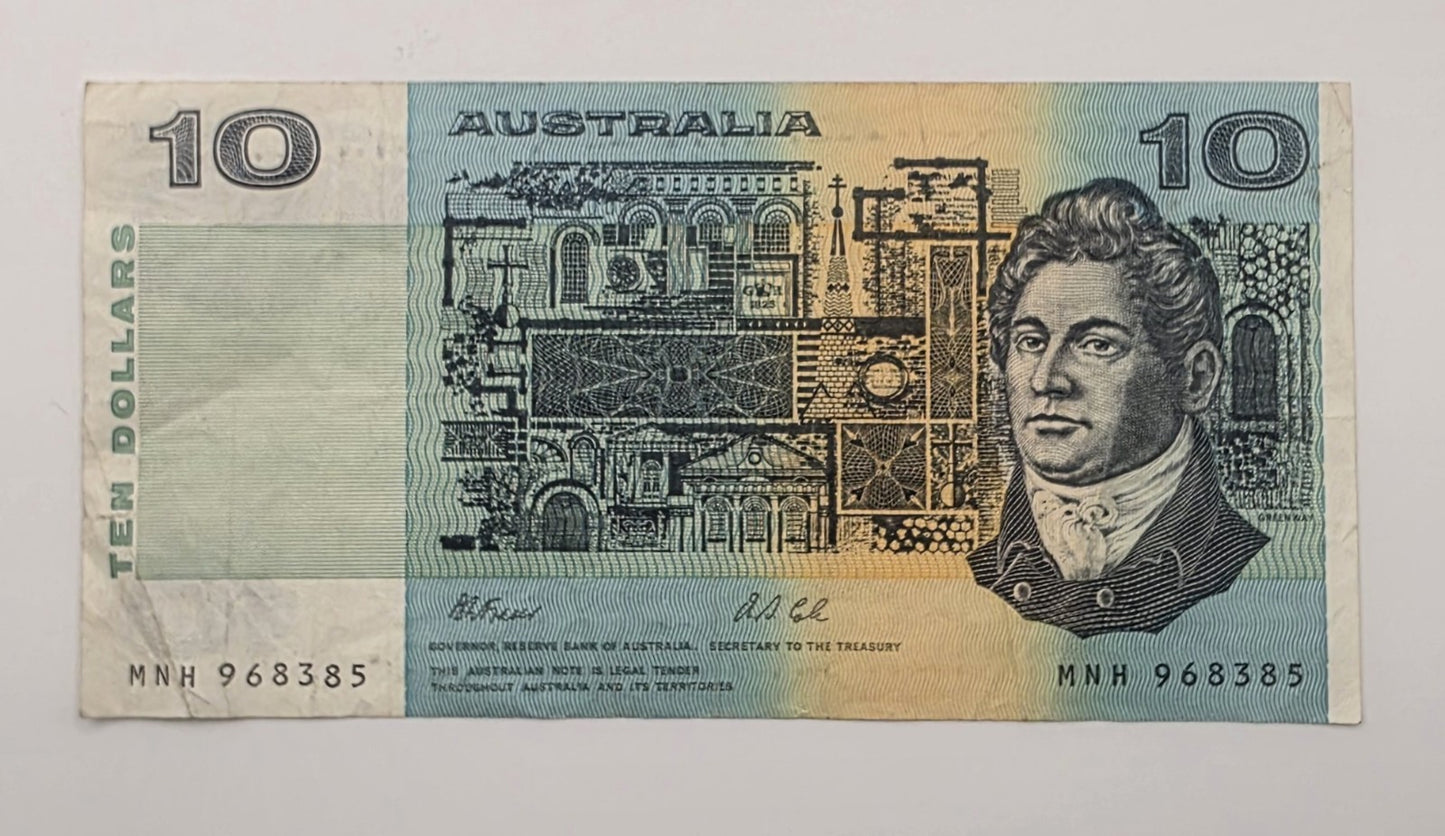 Vintage Australian $10 Paper Banknotes Johnston Fraser Coombs Wilson