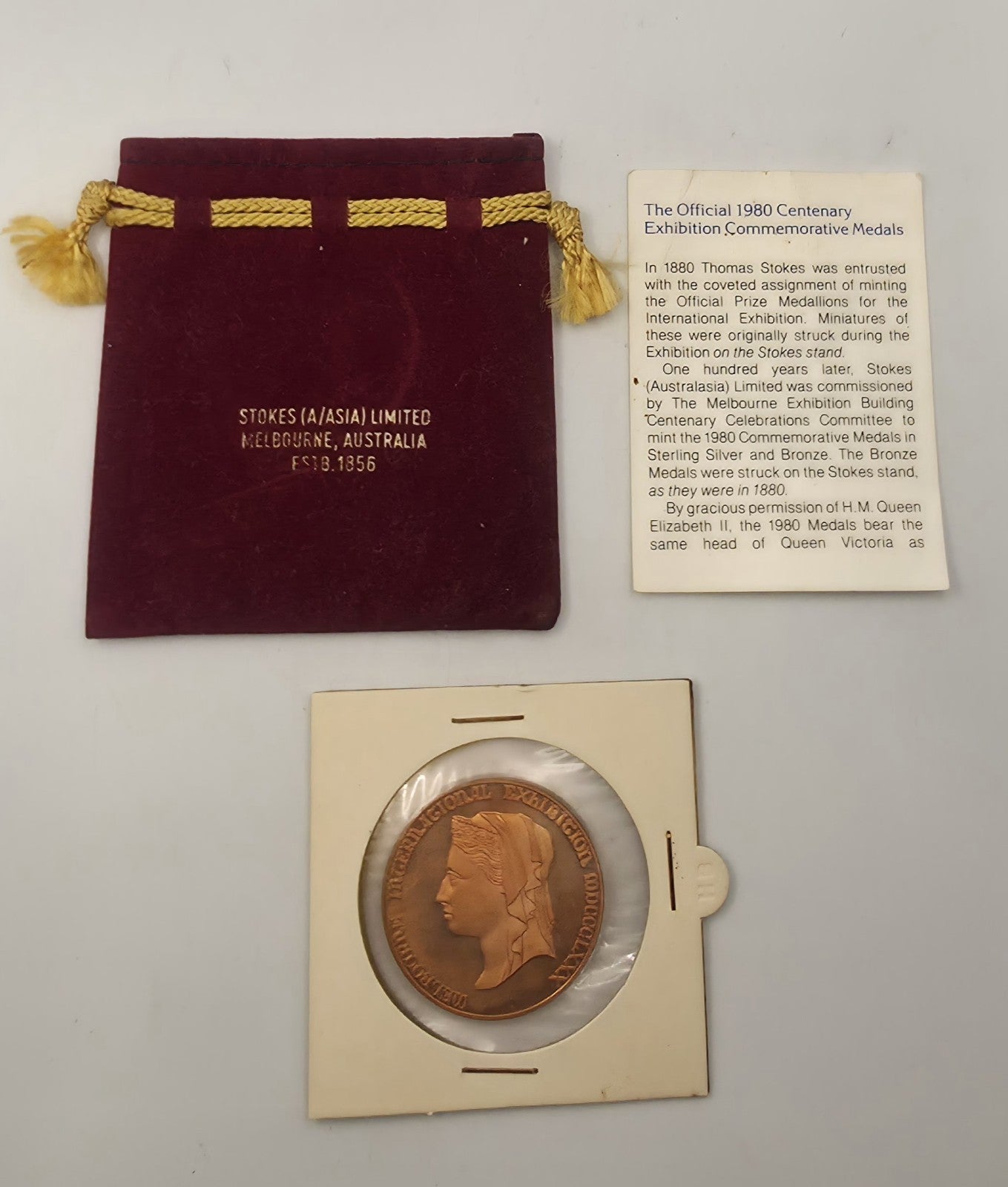 1980 Australia Melbourne International Exhibition Centenary Bronze Medal Stokes