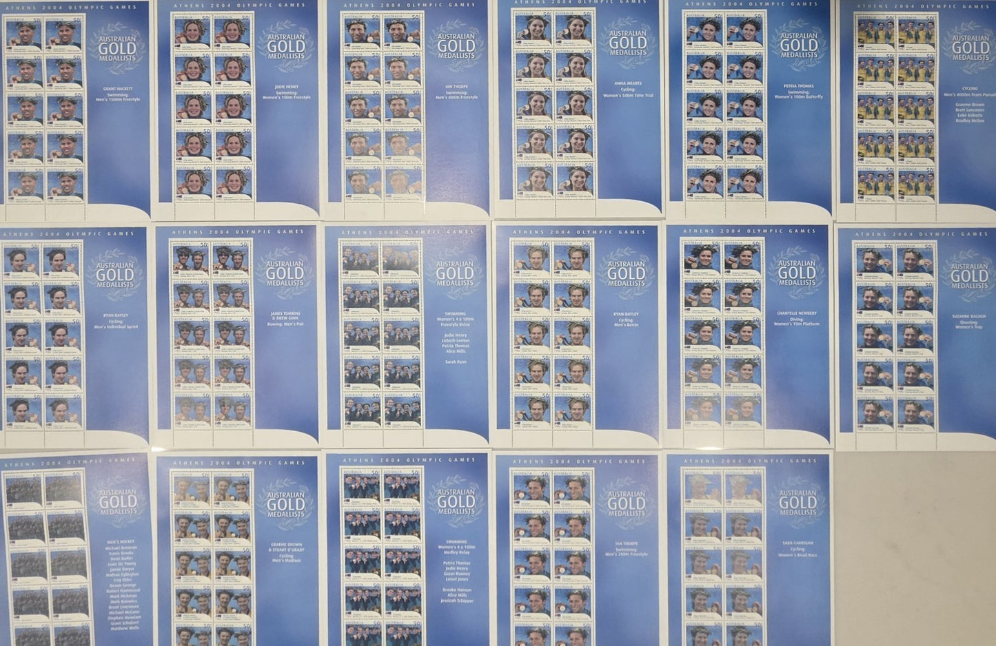 Athens 2004 Olympic Games Australian Gold Medallists Postage Stamps Collection