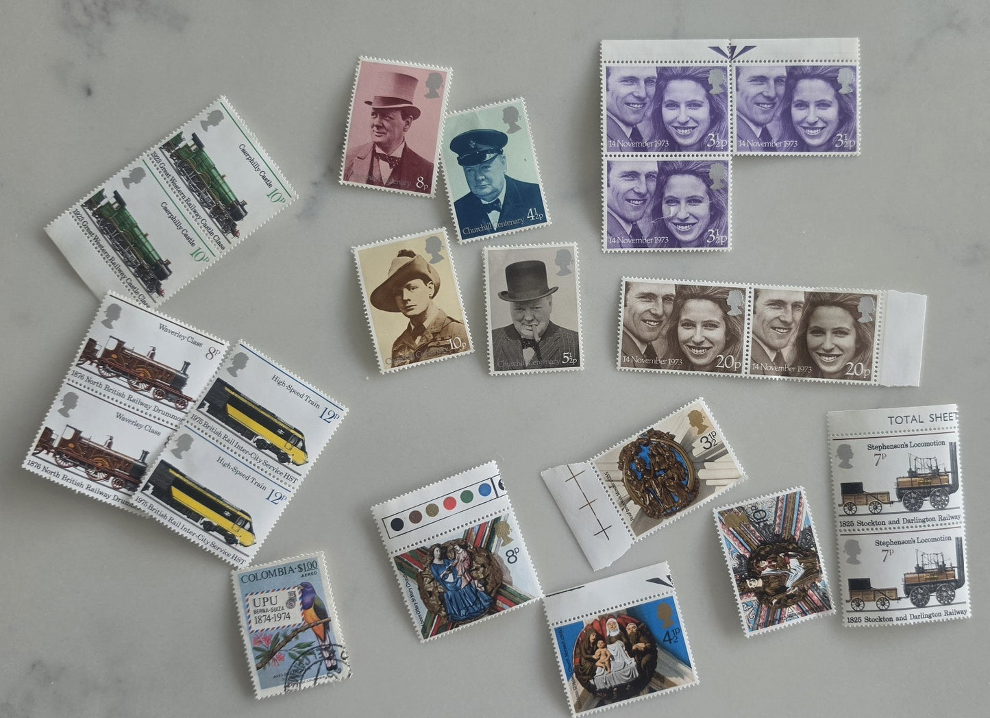 Great Britain Mint Vintage Stamp Lot - Churchill Trains Royal Wedding