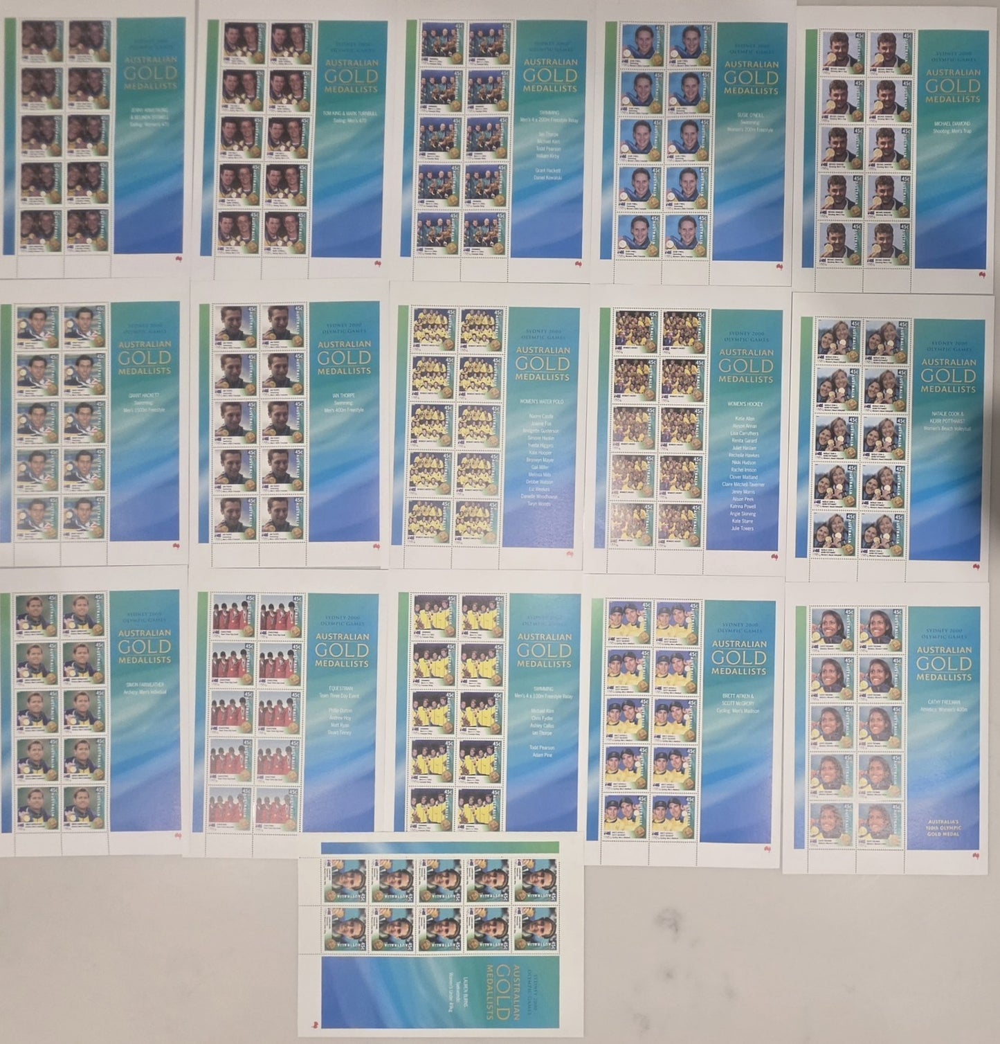 Sydney 2000 Olympic Games Australian Gold Medallists Postage Stamps Collection