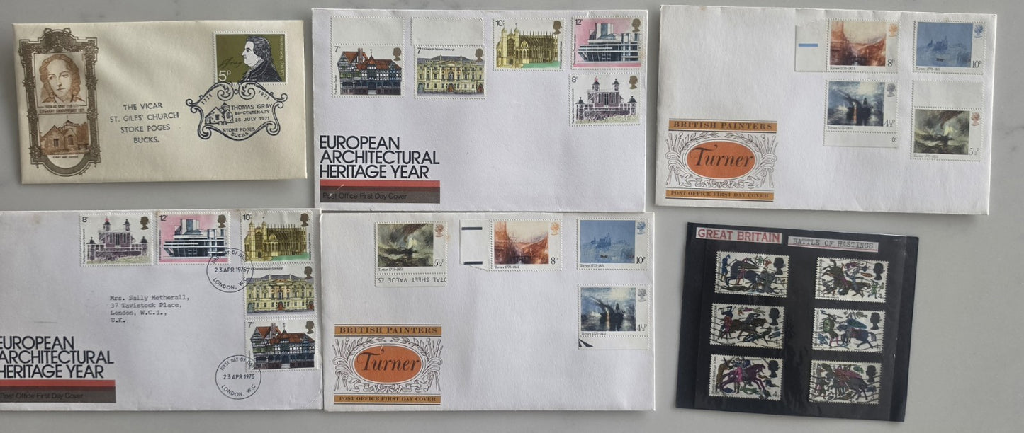 Great Britain Vintage First Day Covers FDC & Battle of Hastings Stamp Lot
