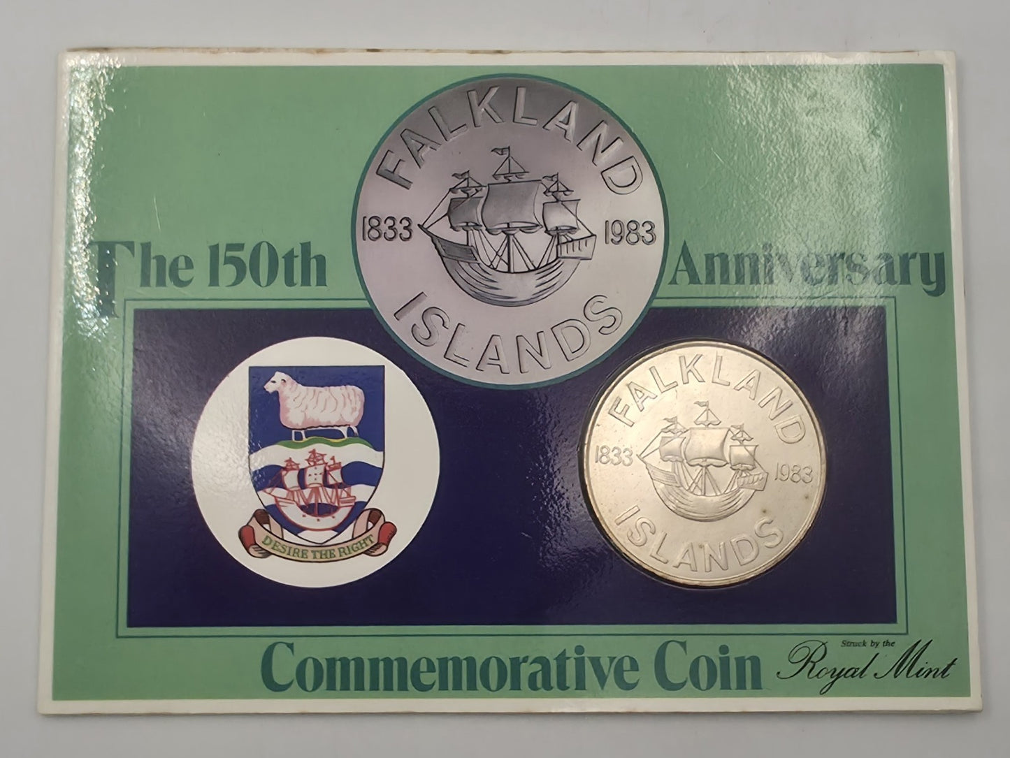 Falkland Islands 1983 150th Anniversary 50p Commemorative Coin Royal Mint BU Pac