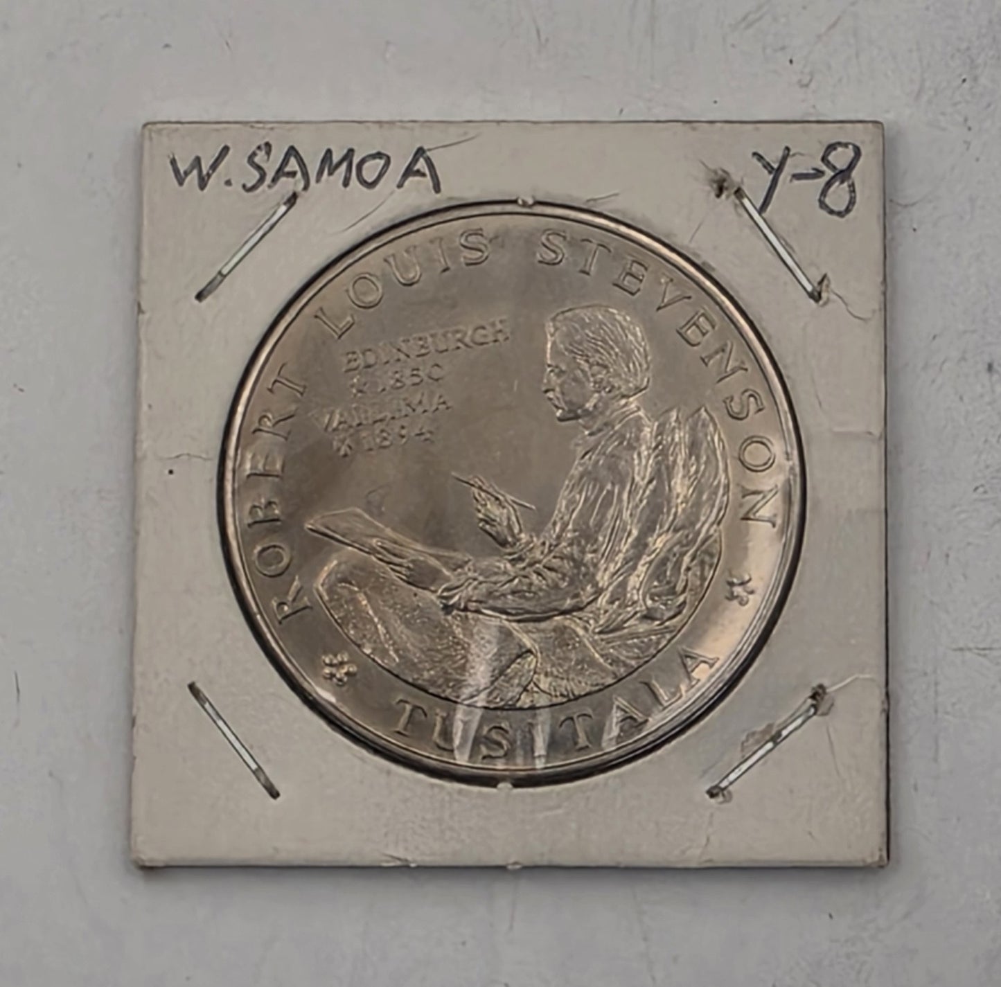 **1969 Western Samoa $1 One Tala Robert Louis Stevenson Tusitala Coin Card Holde