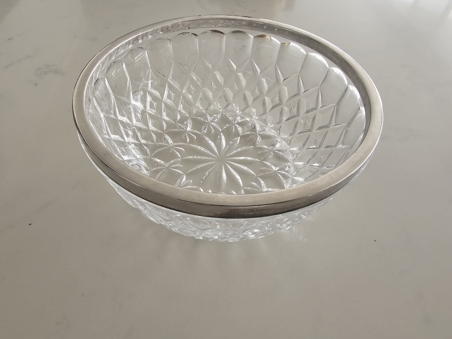 Vintage Raimond Crystal Serving Bowl with Silver Plated Rim 22x10cm