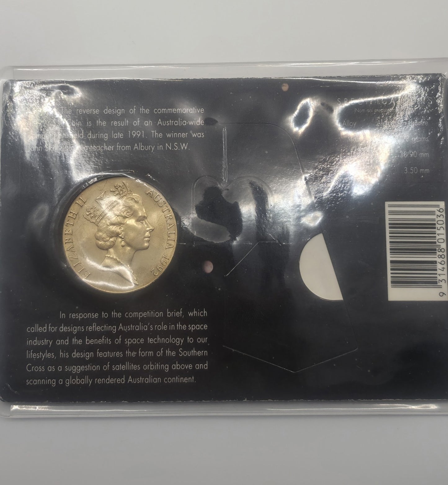 1992 Australia $5 Coin International Year of Space Royal Australian Mint Carded