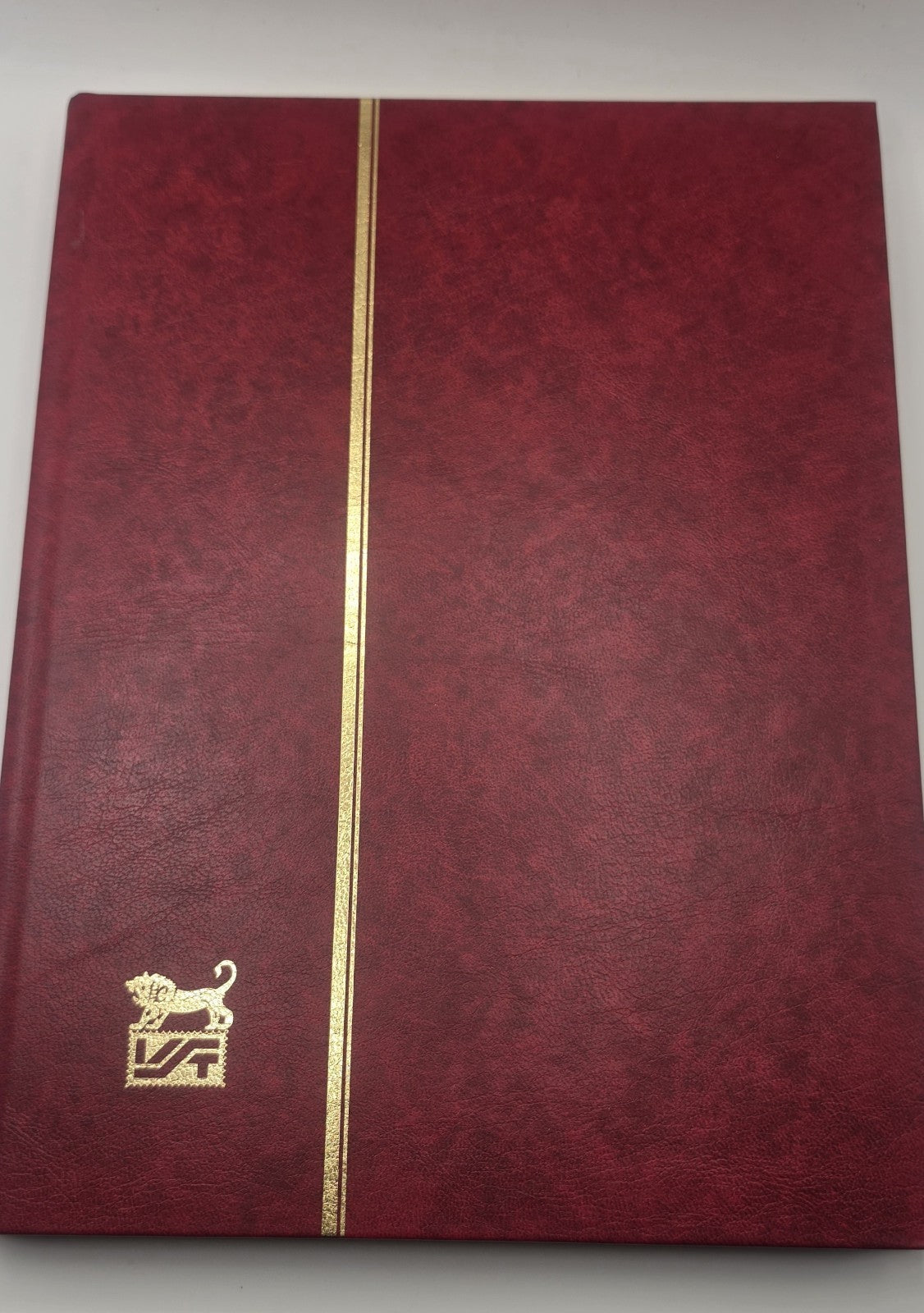 16 Sheet (32 Page) Lighthouse Stamp Maroon Red Gold Gilt Empty Stockbook Album