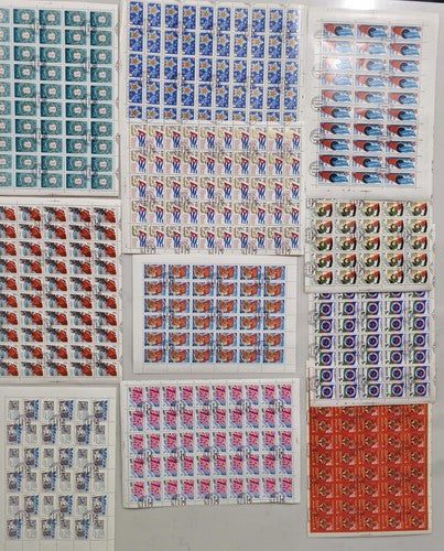 Vintage set of 11 sheets, Pages international stamps #1221-2