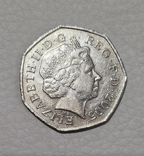 2005 UK 50p Johnson's Dictionary 1755 Saxon Plural Of Penny Fifty Pence Piece
