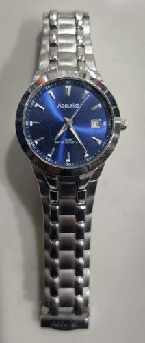 Accurist Men's Chronograph Watch – Steel Blue Dial – Quartz – Working Condition
