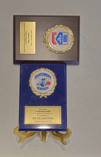 Heathmont Hornent basketball Team 2015 Medal in wooden base & metal Korian stand