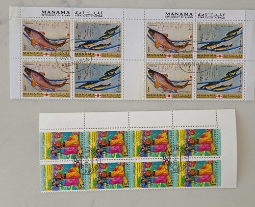 Two Sheets Manama And Russian stamps #0113