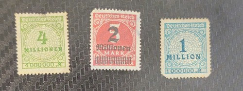 VINTAGE 1920s Germany 1-2-4 Million Mark stamps