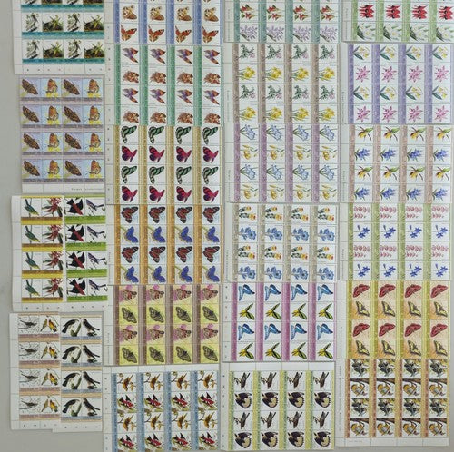 Large Set Of Vintage Saint Lucia Flowers, Butterfly And Birds Stamp #1211