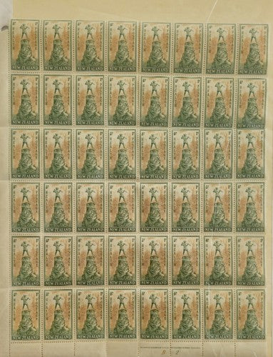 Sheet of Vintage New Zealand stamps. #1225