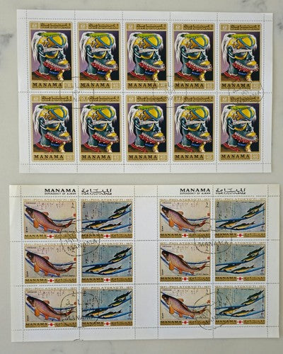 Two Sheets Manama stamps #0113