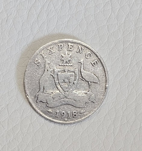 1918, Six Pence Australia Silver High Grade High Value Coin