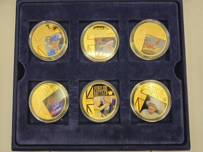 2012 6x 50mm The Queen Diamond Jubilee Gold Plated Proof Coin Medal Medallions