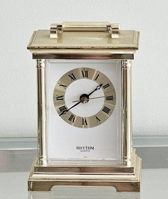 Vintage Rhythm Quartz Carriage Clock Brass Finish Made in Japan 4RG401
