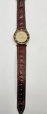 Pierre Cardin Les Plus De Gold-Tone Oval Quartz Watch Brown Croc-Embossed Strap