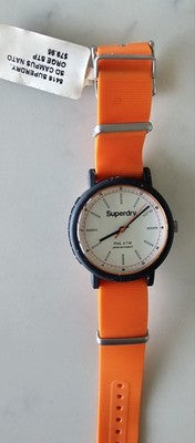 Superdry Campus NATO Orange Strap Men's Watch 5ATM Water Resistant 5416 Working
