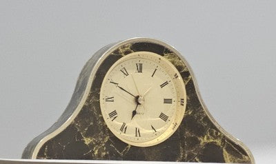 Dark Marble Quartz Mantel Table Clock Made in Taiwan Not Working - 15*8*3cm