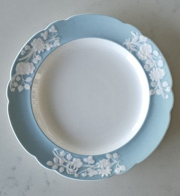 Vintage Spode Bone China England Blue & White Scalloped Floral Plate 22cm