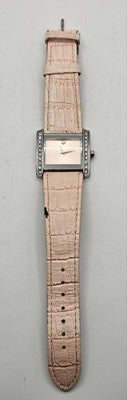 MOVADO Ladies Rectangular Crystal Bezel Pink Leather Band Swiss Quartz Watch