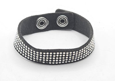 Swarovski Crystal Pave Black Alcantara Strap Snap Bracelet - Missed Crystald