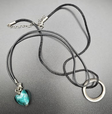 Set Of Two Vintage Glass & Metal Necklace Fashion Jewelry For Women