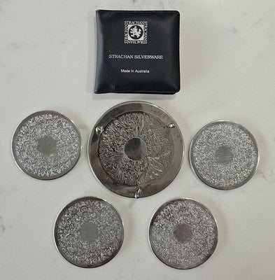 Strachan Silverware Coaster Set Of Four with Case - Made in Australia