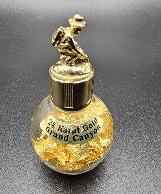 Standing Bear Genuine 24 Karat Gold Flakes Vial Souvenir Vintage Bottle Retro