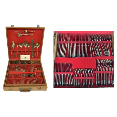 Solid Nickel-Bronze Dinner Set | 132-Piece Cutlery