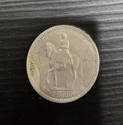 UK Great Britain 💷 1953 Five Shillings Queen Elizabeth II Coronation CROWN COIN