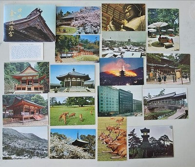 Lot of 18 Vintage Japan Postcards - Nara Temples, Buddha & Deer Park Scenic View