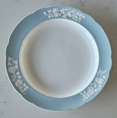 Vintage Spode Bone China England Blue & White Scalloped Floral Plate 32cm