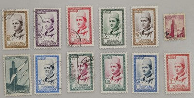 FRANCE MOROCCO COLLECTION OF 12 Used and Mint STAMPS #0420