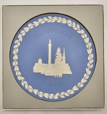 Wedgwood Jasperware 1970 Christmas Plate Trafalgar Square Blue White Boxed