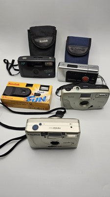 Vintage Film Camera Lot - Kodak Fujifilm Agfamatic - For Part/Repair