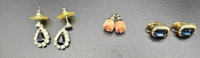 Set Of 3 Glass Gemstone Earrings for Women's Fashion Jewelry