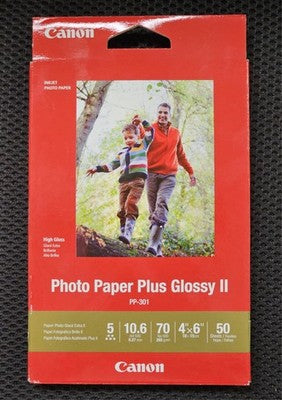 Canon PP-301 Photo Paper Plus Glossy II 4"x6" 50 Sheets Inkjet High Gloss