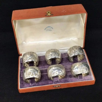 Vintage Silver Hallmarked Napkin Rings –6 Pieces Dragon & Elephant Design (135g)