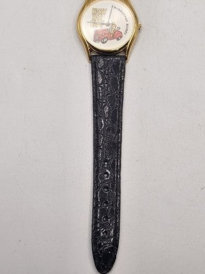 Vintage Novelty Quartz Watch Gold Tone "Chardonnay" "Kidney Kar Kaper" Cartoon
