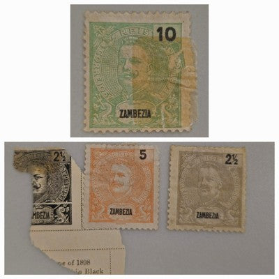 Vintage Zambezia Stamps (part of Mozambique-Portuguese Colony)5 &2 1/2 Overprint