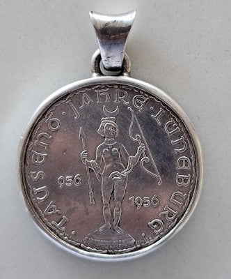 1956 sterling silver .925 Lüneburg Commemorative Coin Pendant