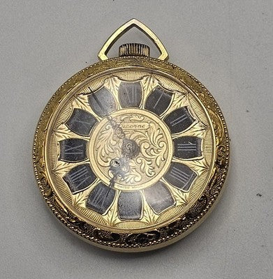 Lucerne Swiss Made Ornate Gold Tone Pocket/Pendant Watch Working