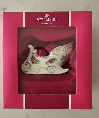 Royal Albert Old Country Roses SLEIGH Ornament In Box